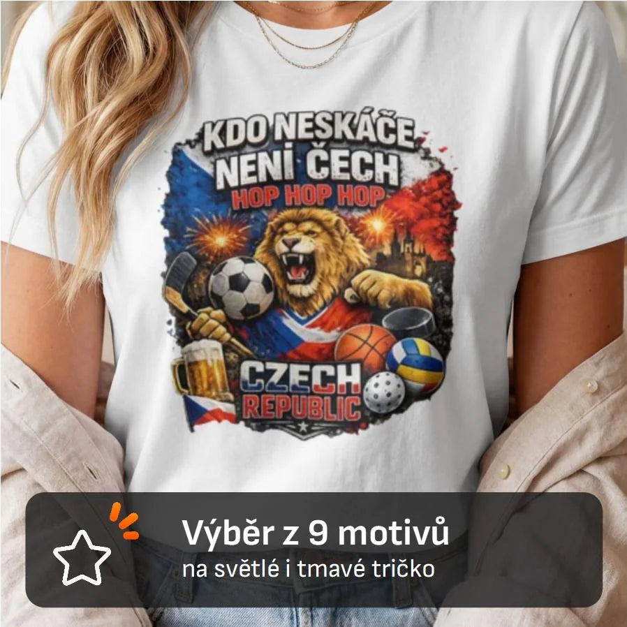 DÁMSKÉ TRIČKO KDO NESKÁČE NENÍ ČECH s možností dotisku jména, čísla, obrázku
