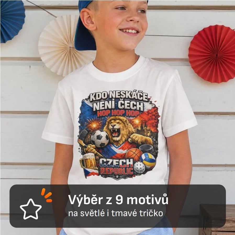 CHLAPECKÉ TRIČKO KDO NESKÁČE NENÍ ČECH s možností dotisku jména, čísla, obrázku