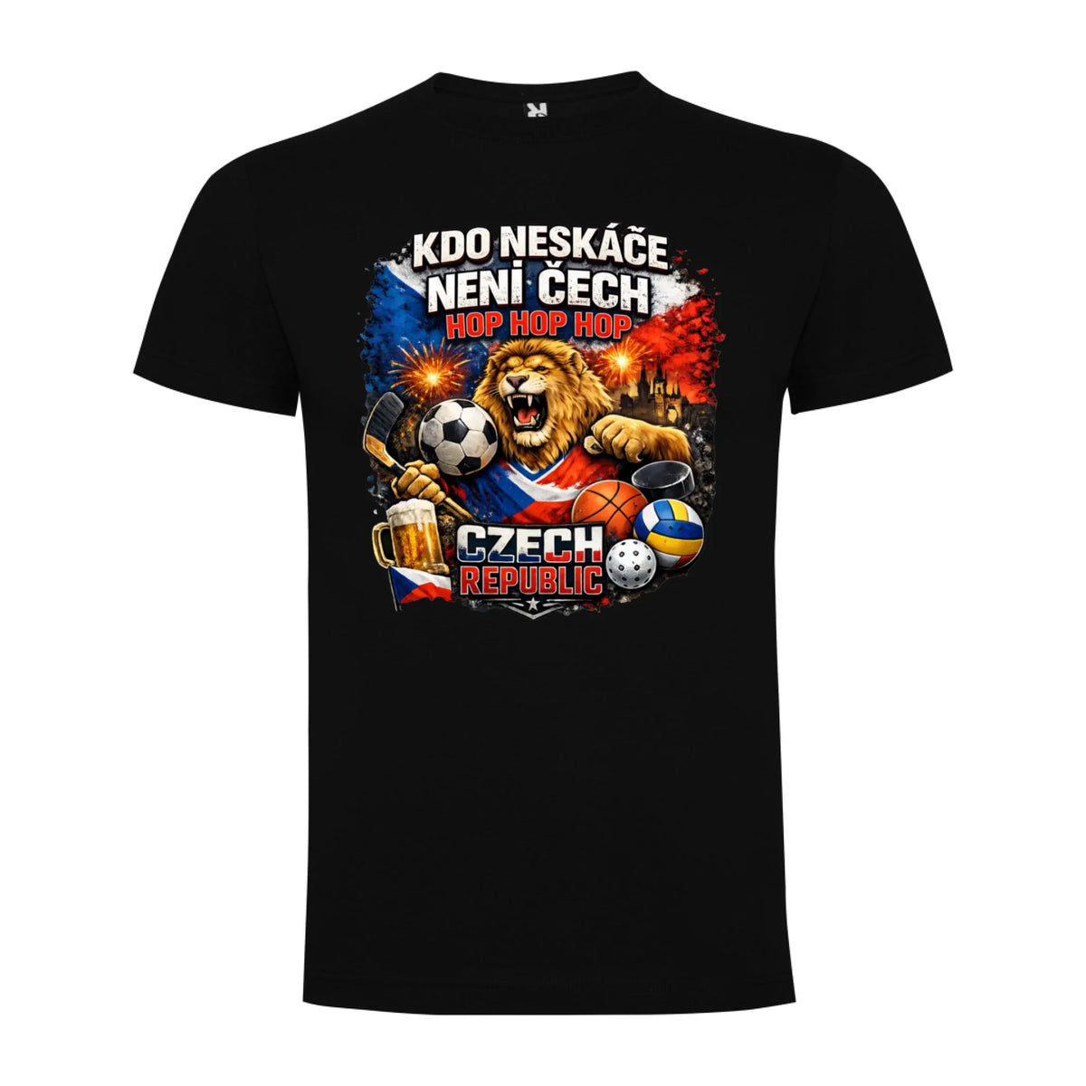 CHLAPECKÉ TRIČKO KDO NESKÁČE NENÍ ČECH s možností dotisku jména, čísla, obrázku potisk jen dopředu chlapecké DOGO Černá