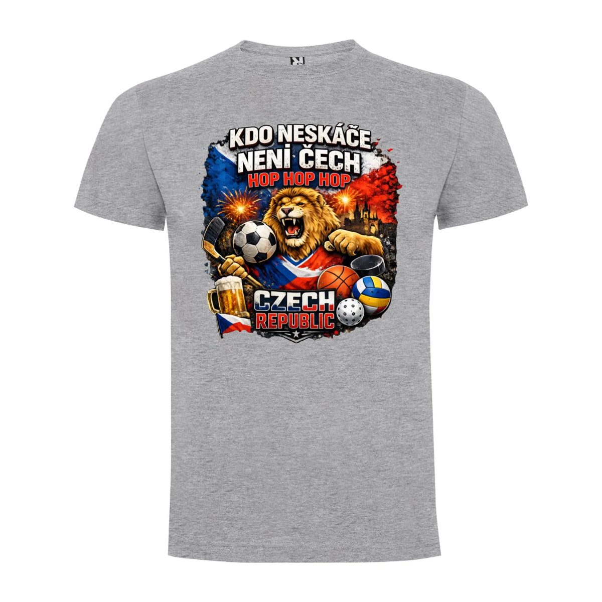 CHLAPECKÉ TRIČKO KDO NESKÁČE NENÍ ČECH s možností dotisku jména, čísla, obrázku potisk jen dopředu chlapecké DOGO Melír