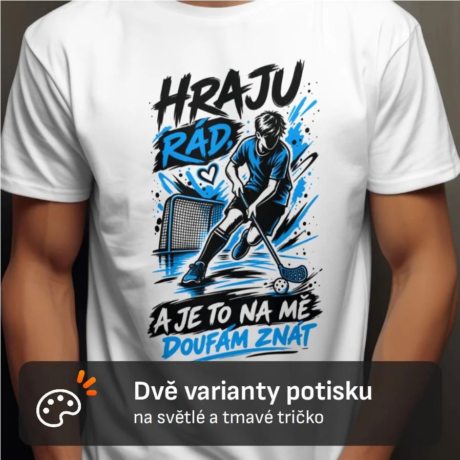 PÁNSKÉ TRIČKO FLORBAL HRAJU RÁD s možností dotisku jména, čísla, obrázku