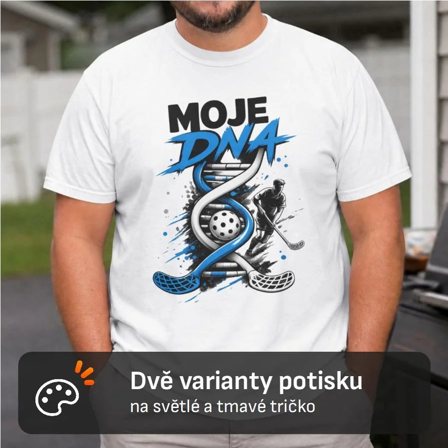 PÁNSKÉ TRIČKO FLORBAL MOJE DNA s možností dotisku jména, čísla, obrázku