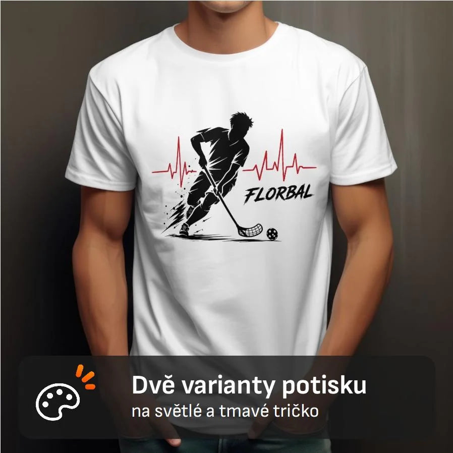 PÁNSKÉ TRIČKO FLORBAL HEARTBEAT s možností dotisku jména, čísla, obrázku