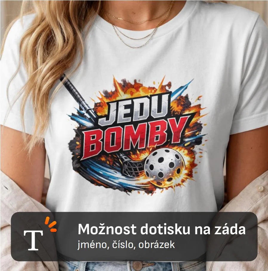 DÁMSKÉ TRIČKO FLORBAL JEDU BOMBY s možností dotisku jména, čísla, obrázku