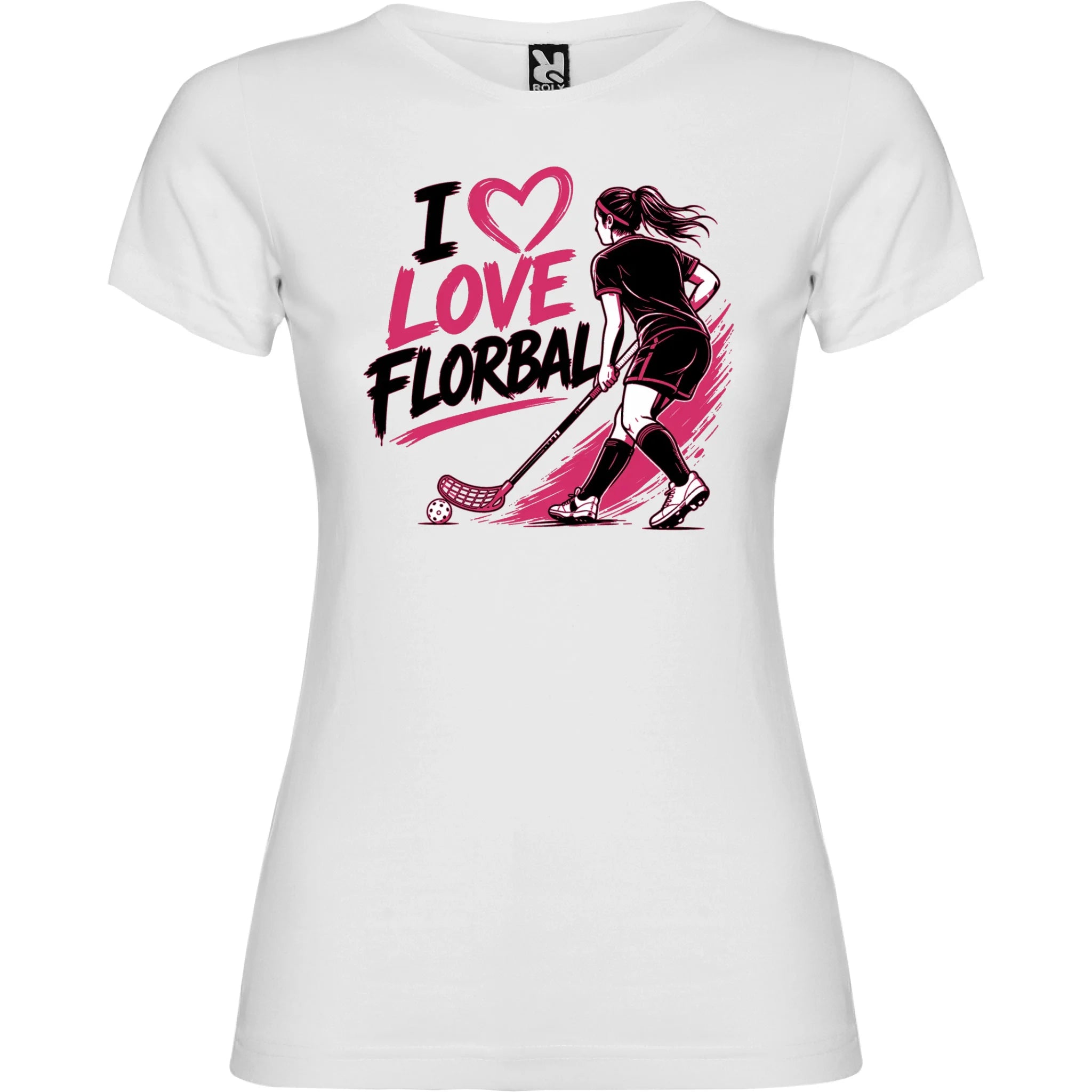 DÁMSKÉ TRIČKO I LOVE FLORBAL s možností dotisku jména, čísla, obrázku jen motiv dopředu