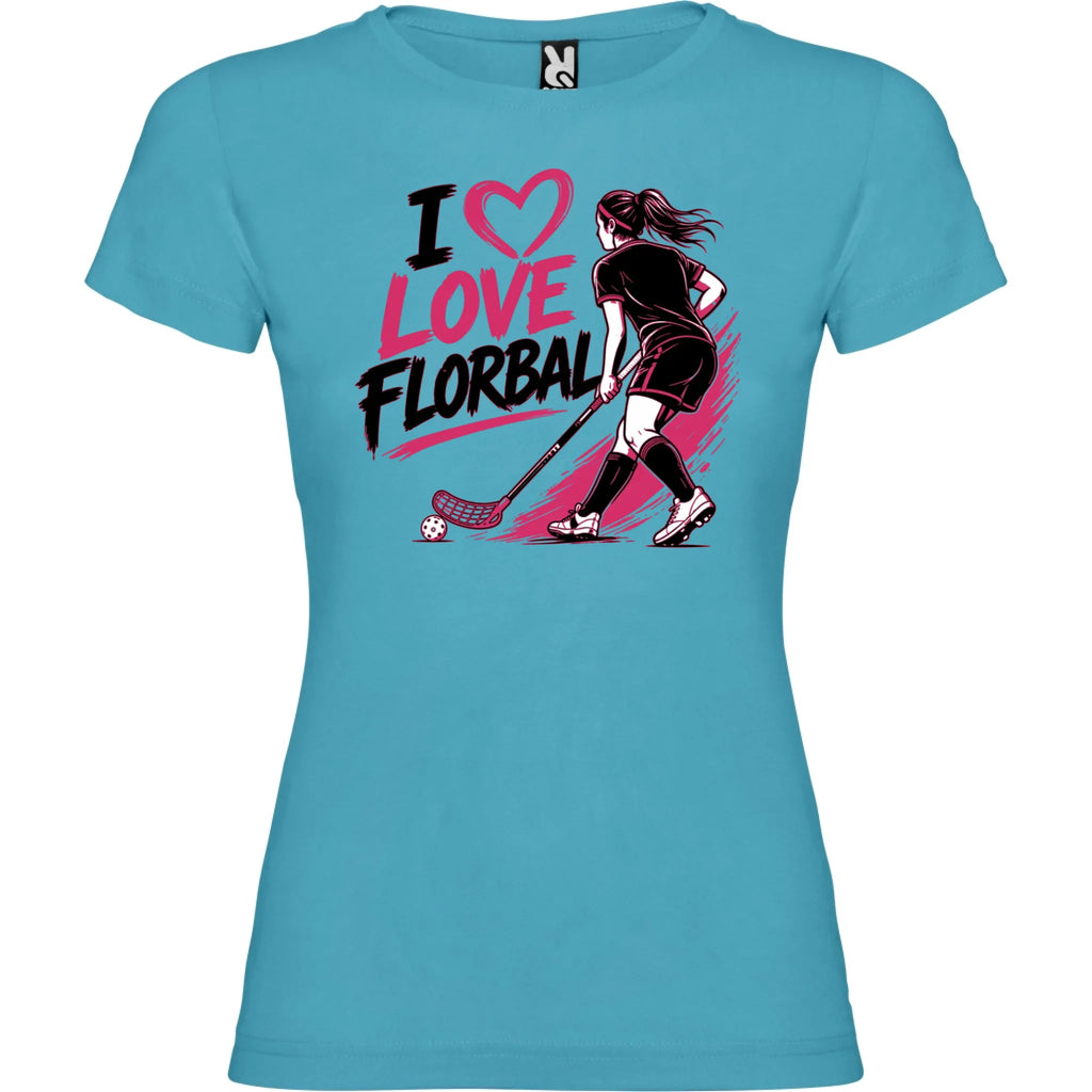 DÁMSKÉ TRIČKO I LOVE FLORBAL s možností dotisku jména, čísla, obrázku