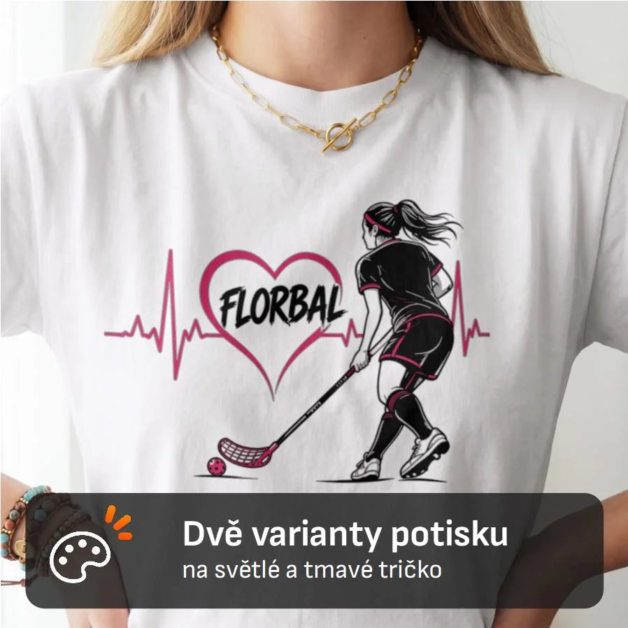 DÁMSKÉ TRIČKO FLORBAL HEARTBEAT s možností dotisku jména, čísla, obrázku