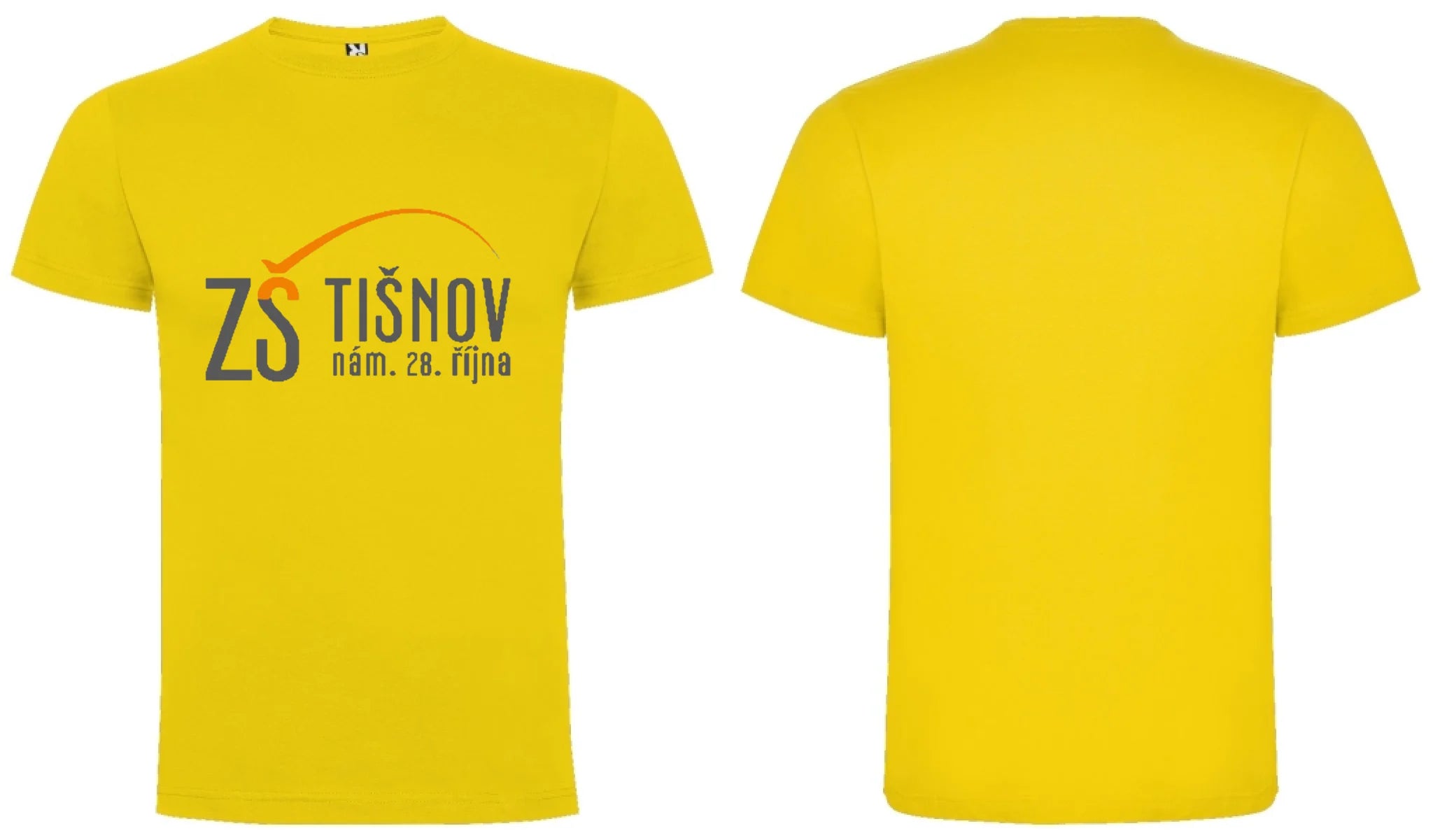 ZŠ Tišnov chlapecké tričko motiv dopředu a na záda vlastní potisk Žlutá