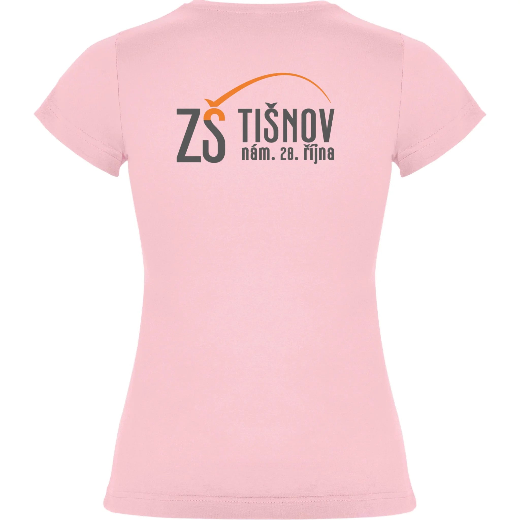 ZŠ Tišnov dívčí tričko jen motiv na záda Světle růžová