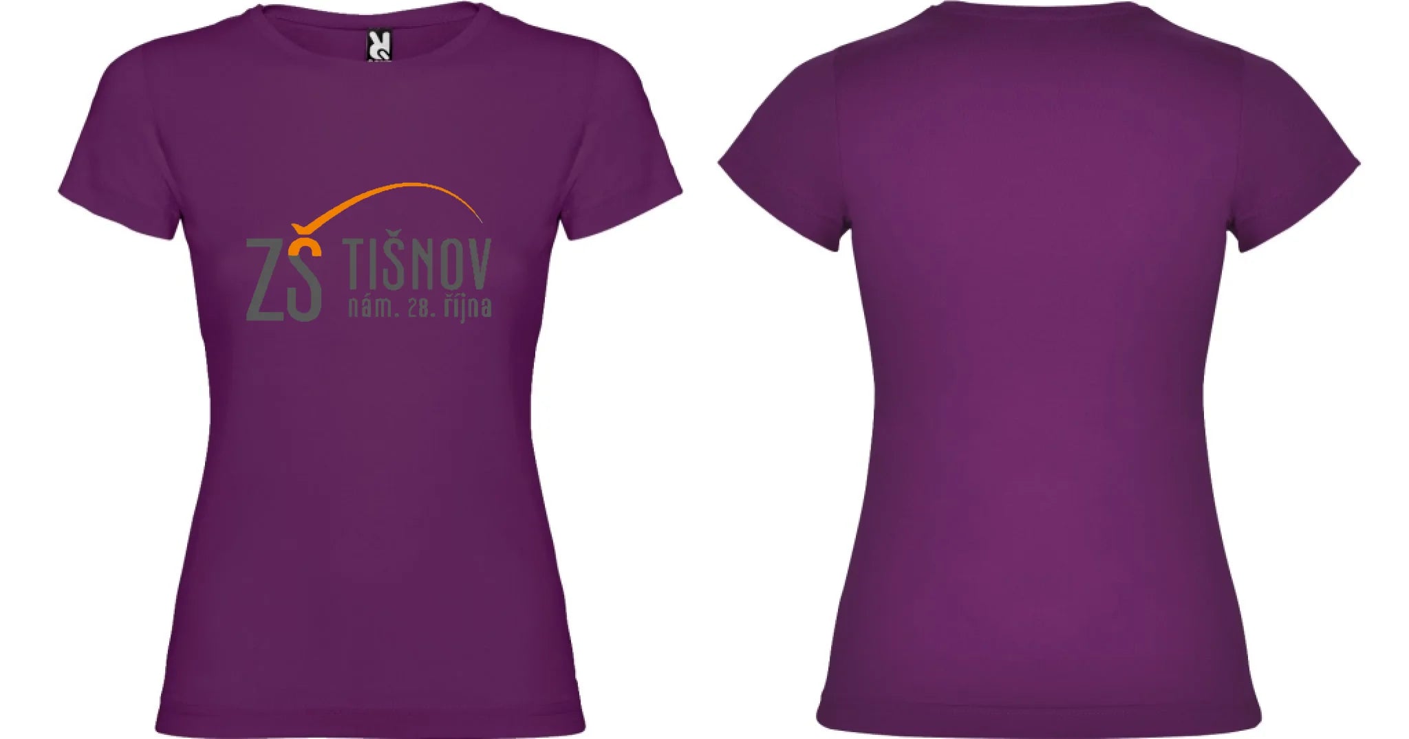ZŠ Tišnov dámské tričko motiv dopředu a na záda vlastní potisk Purpurová