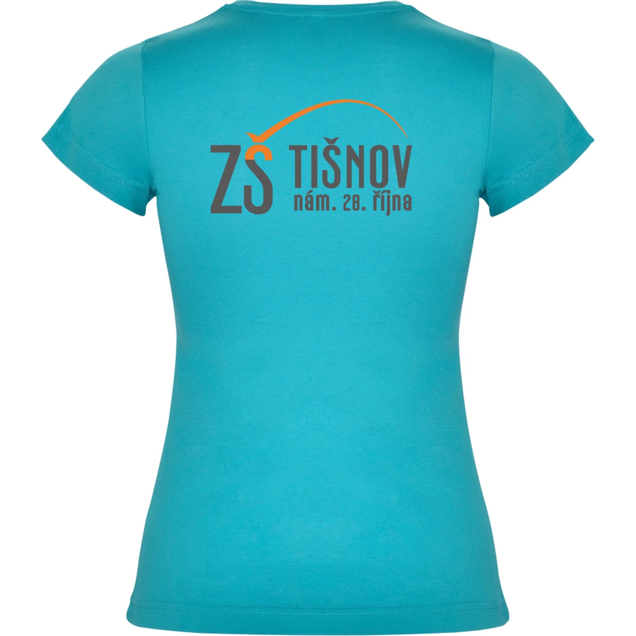 ZŠ Tišnov dámské tričko jen motiv na záda Tyrkysová
