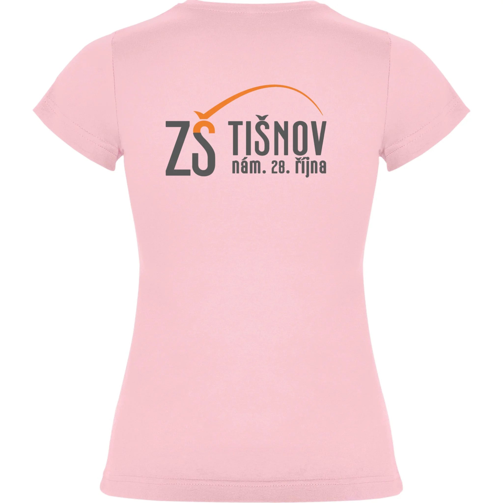 ZŠ Tišnov dámské tričko jen motiv na záda Světle růžová