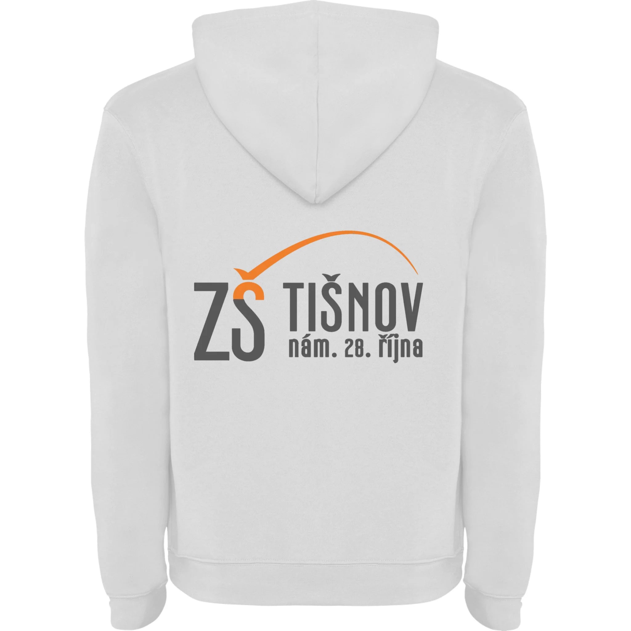 ZŠ Tišnov pánská/dětská mikina s kapucí potisk jen na záda Bílá