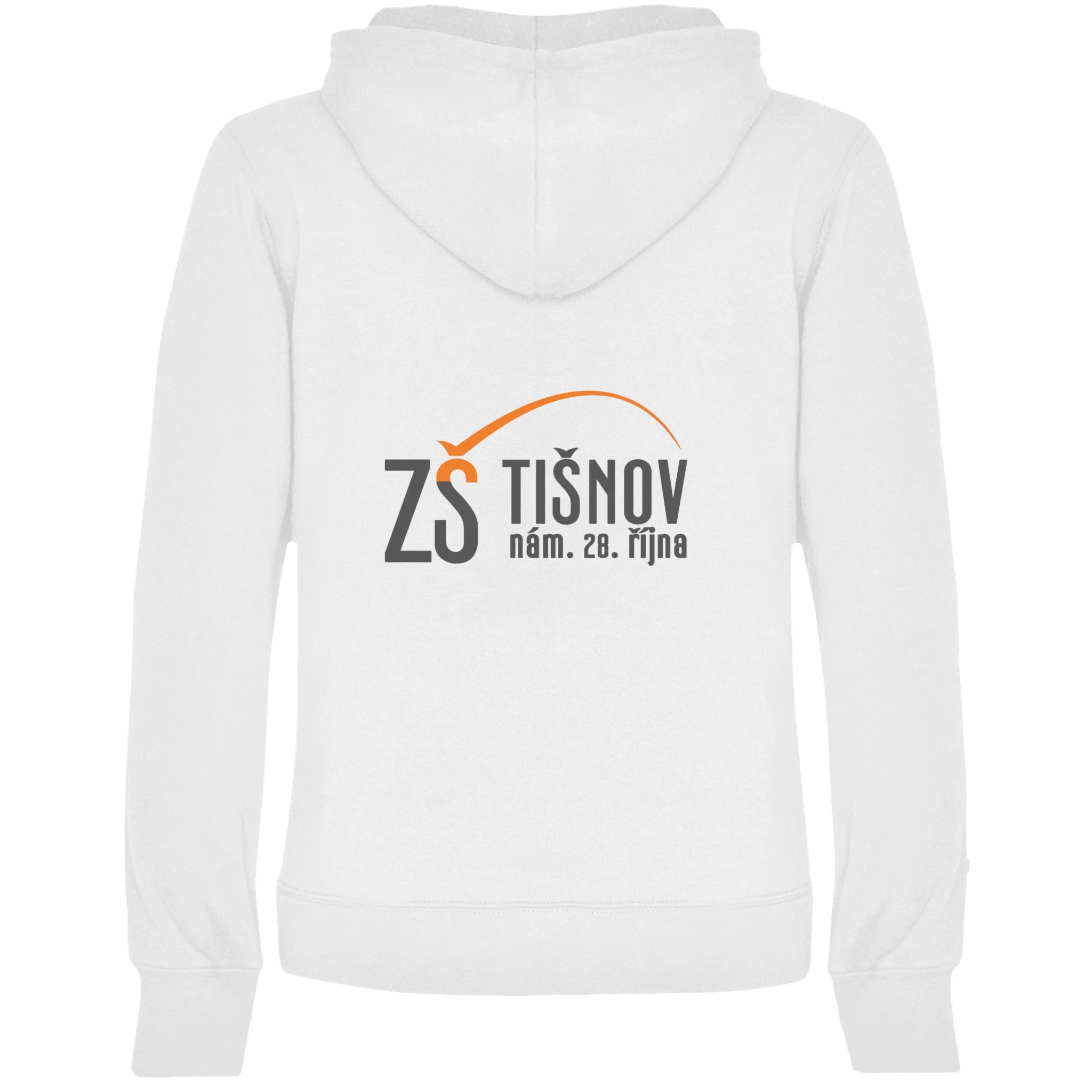ZŠ Tišnov dámská mikina s kapucí jen potisk na záda Bílá