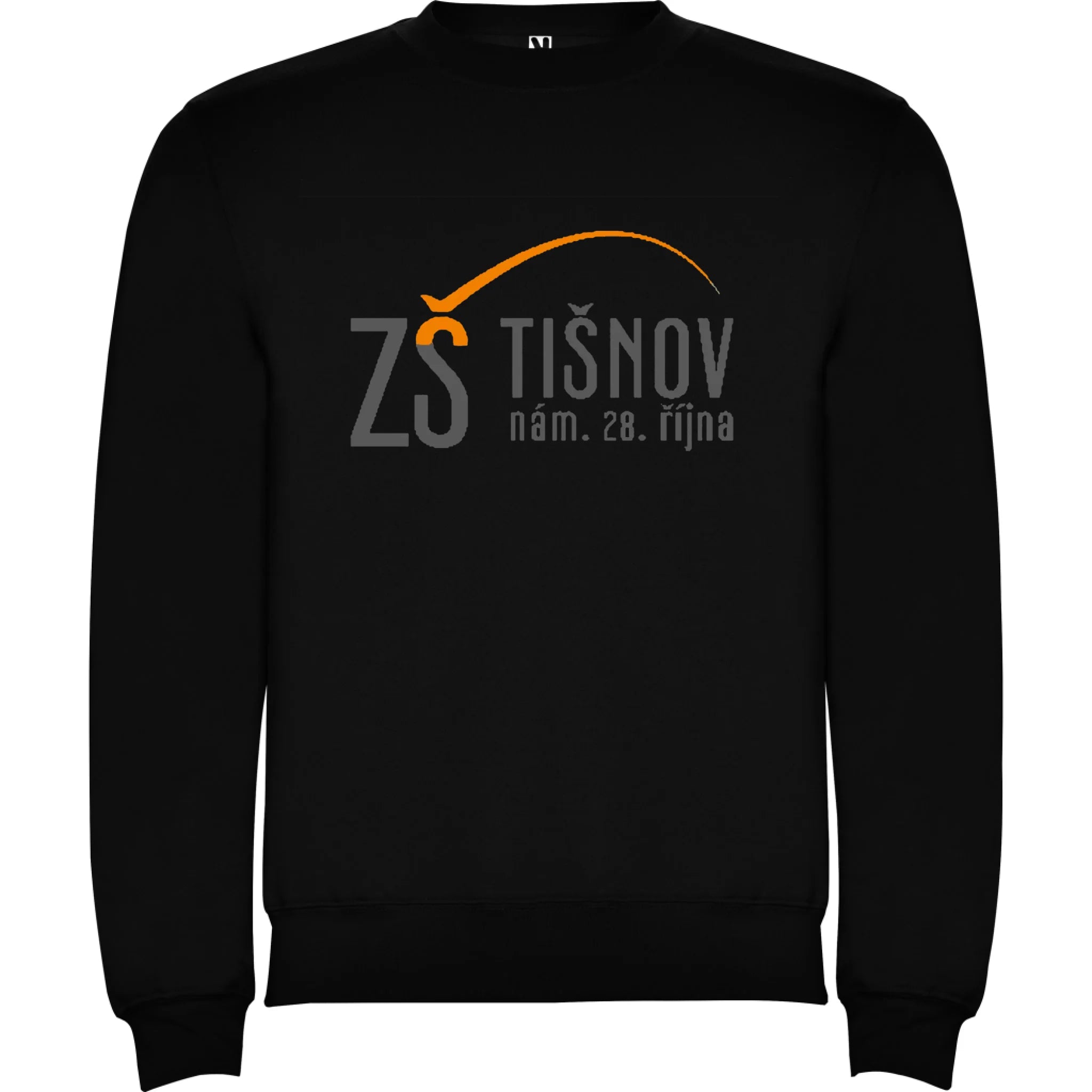 ZŠ Tišnov dětské velikosti mikina bez kapuce unisex jen motiv dopředu Černá