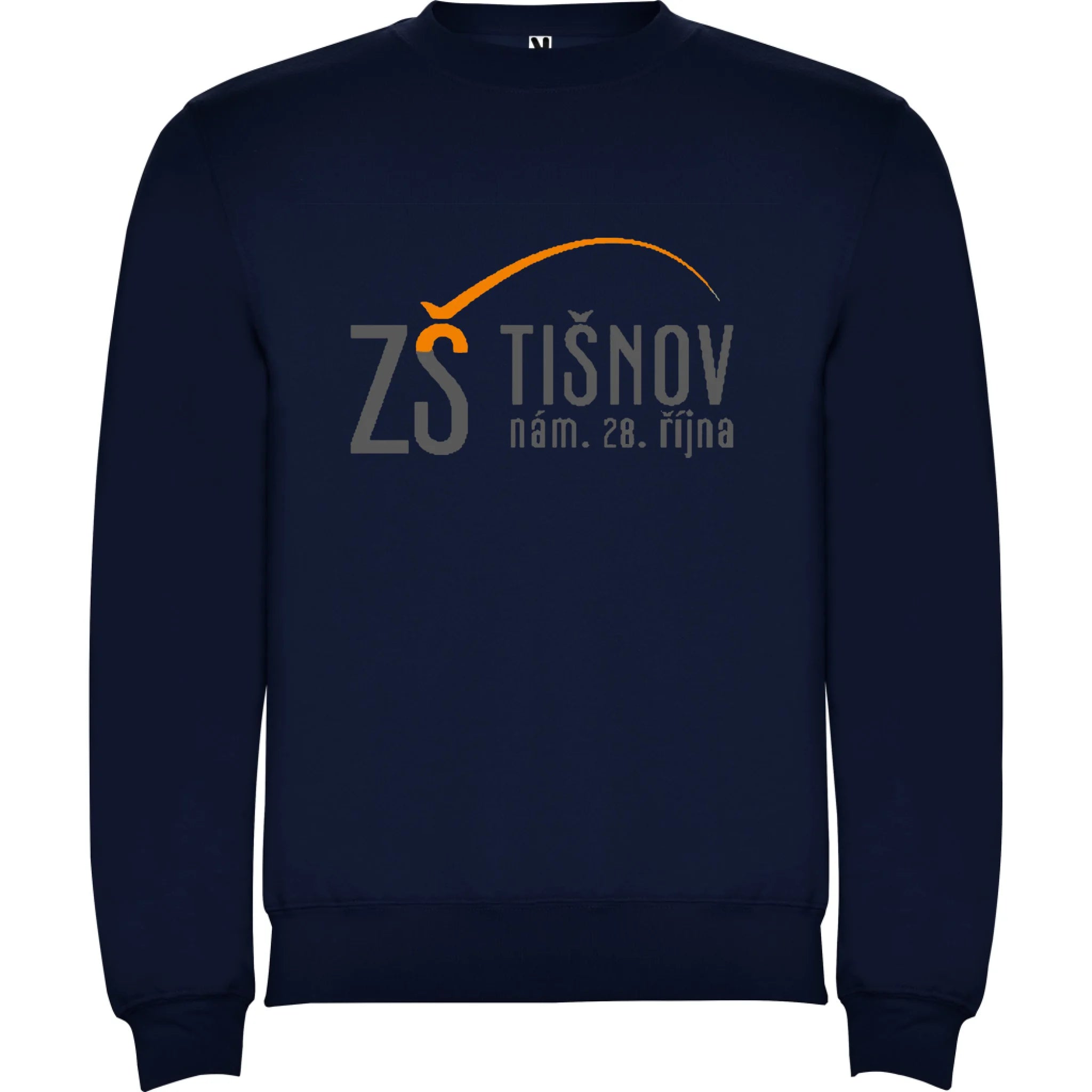 ZŠ Tišnov dětské velikosti mikina bez kapuce unisex jen motiv dopředu Námořnická modrá