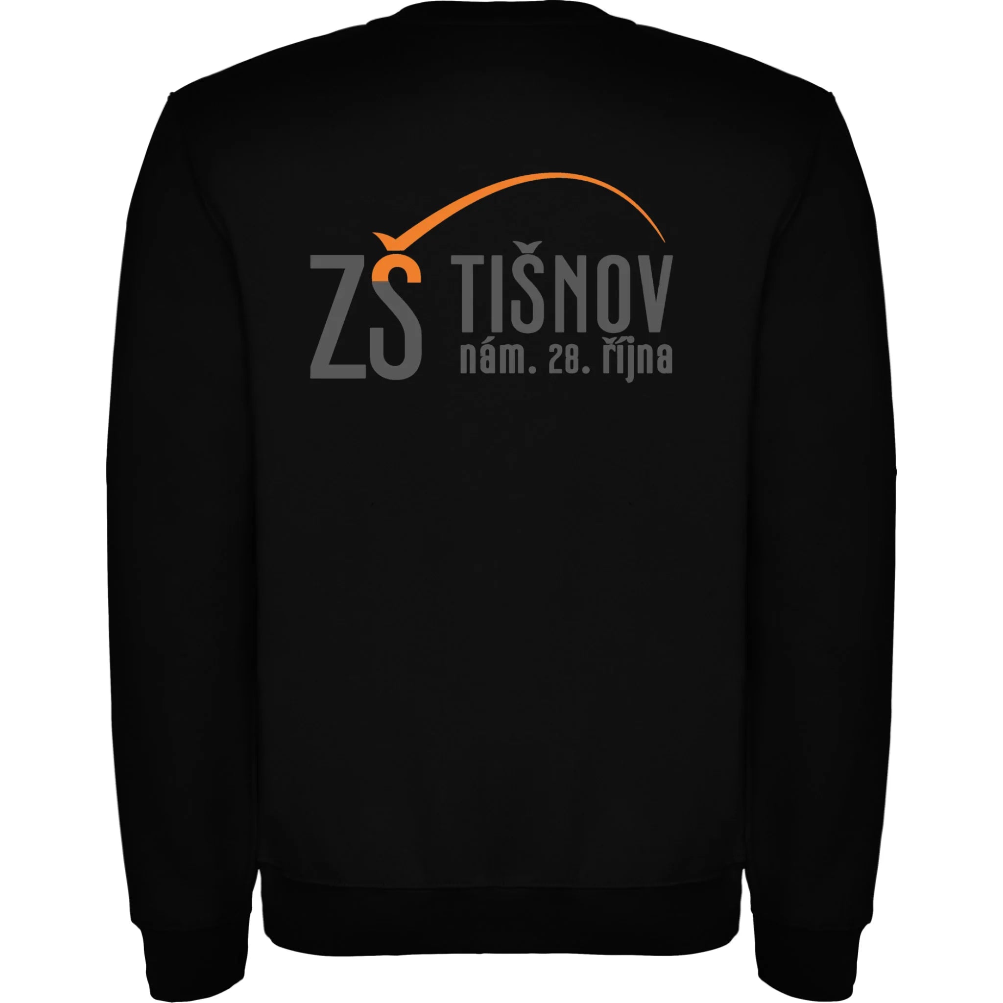 ZŠ Tišnov dětské velikosti mikina bez kapuce unisex jen motiv na záda Černá