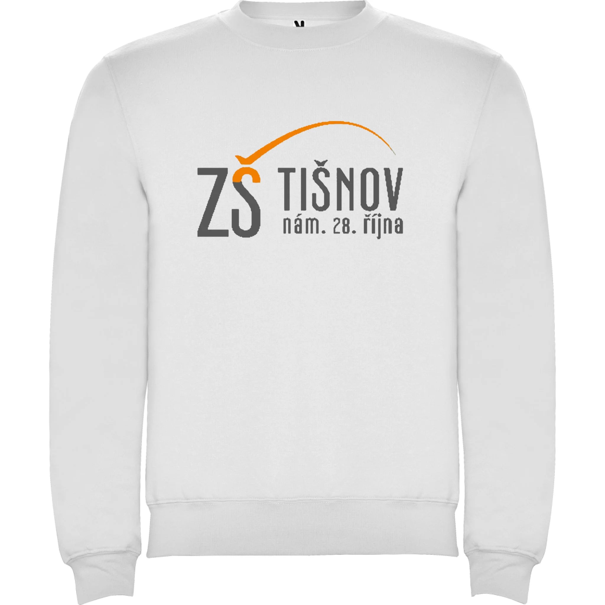 ZŠ Tišnov dospělé velikosti mikina bez kapuce unisex jen motiv dopředu Bílá