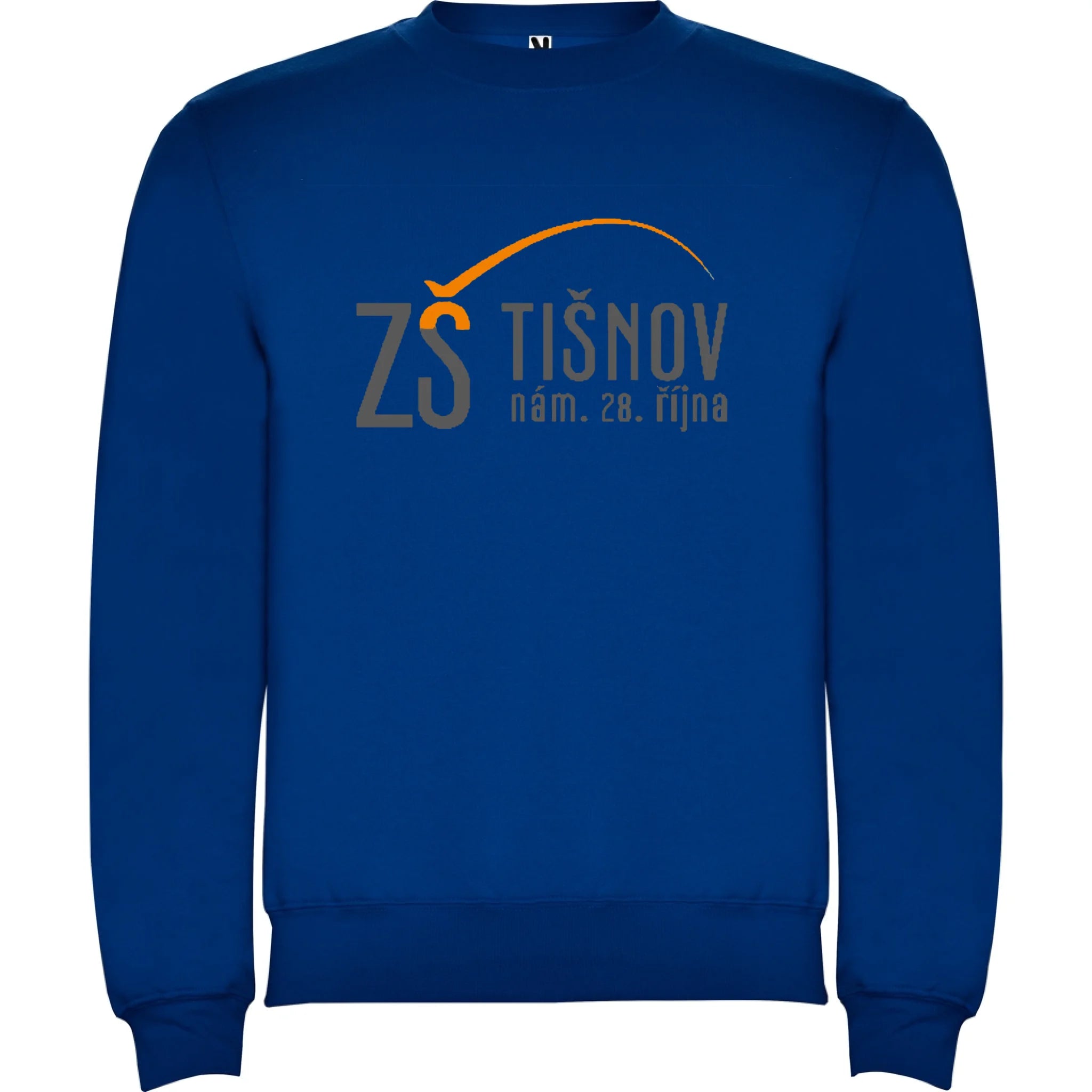 ZŠ Tišnov dospělé velikosti mikina bez kapuce unisex jen motiv dopředu Modrá