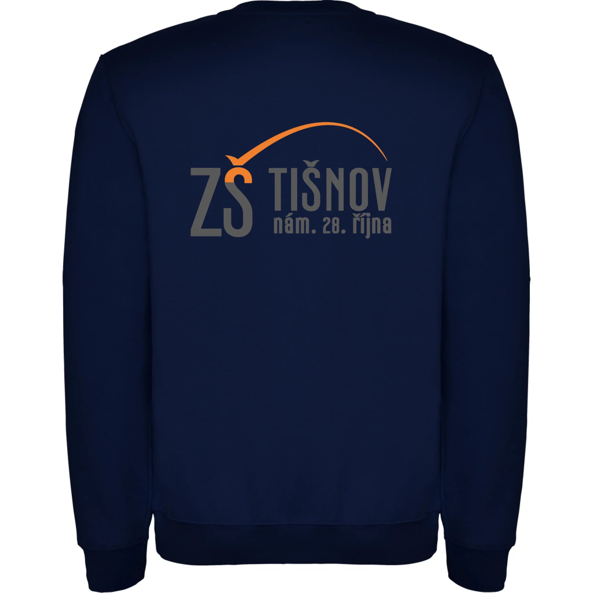 ZŠ Tišnov dospělé velikosti mikina bez kapuce unisex jen motiv na záda Námořnická modrá