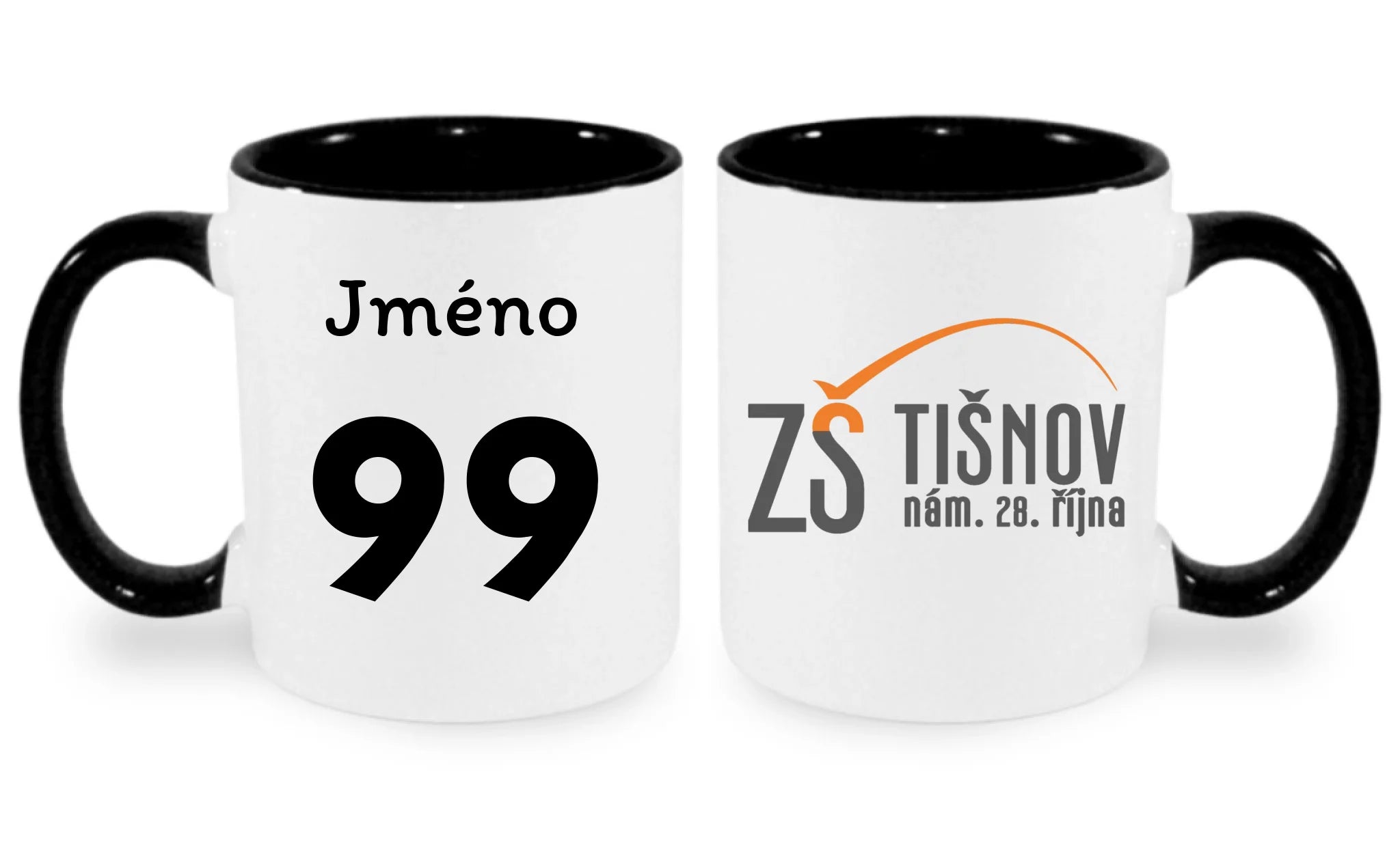 ZŠ TIŠNOV hrníček oboustranný potisk Bílá černá 330 ml