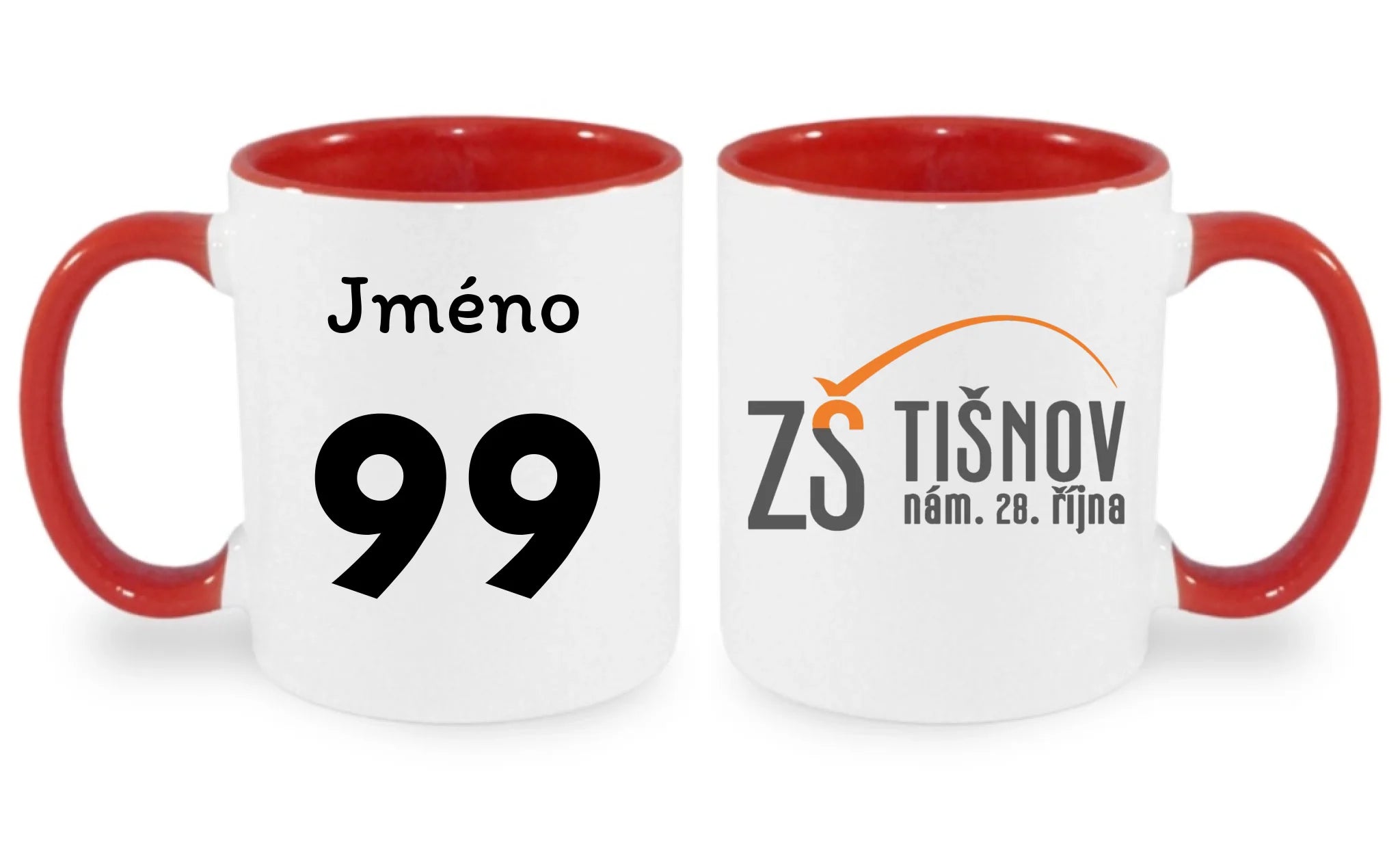 ZŠ TIŠNOV hrníček oboustranný potisk Bílá červená 330 ml