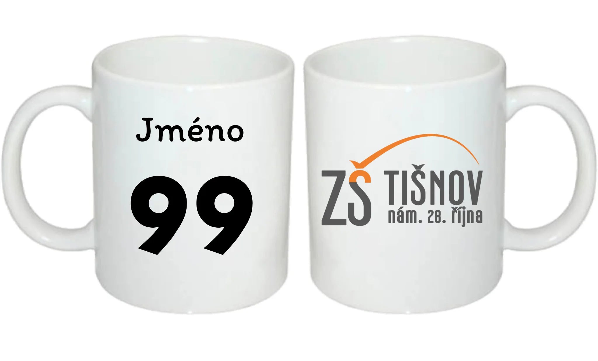 ZŠ TIŠNOV hrníček oboustranný potisk Bílý 330 ml