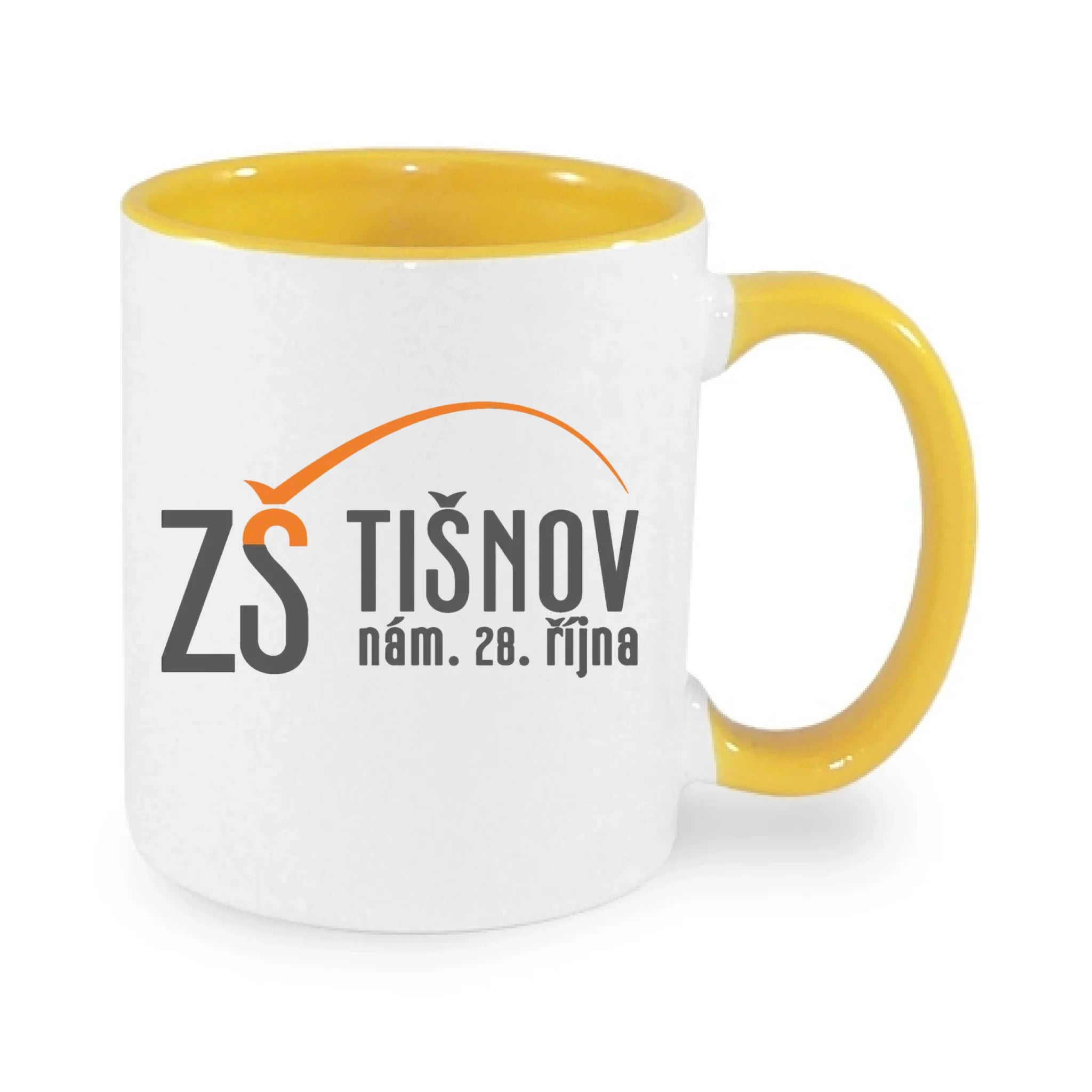 ZŠ TIŠNOV hrníček jen motiv dopředu Bílá žlutá 330 ml
