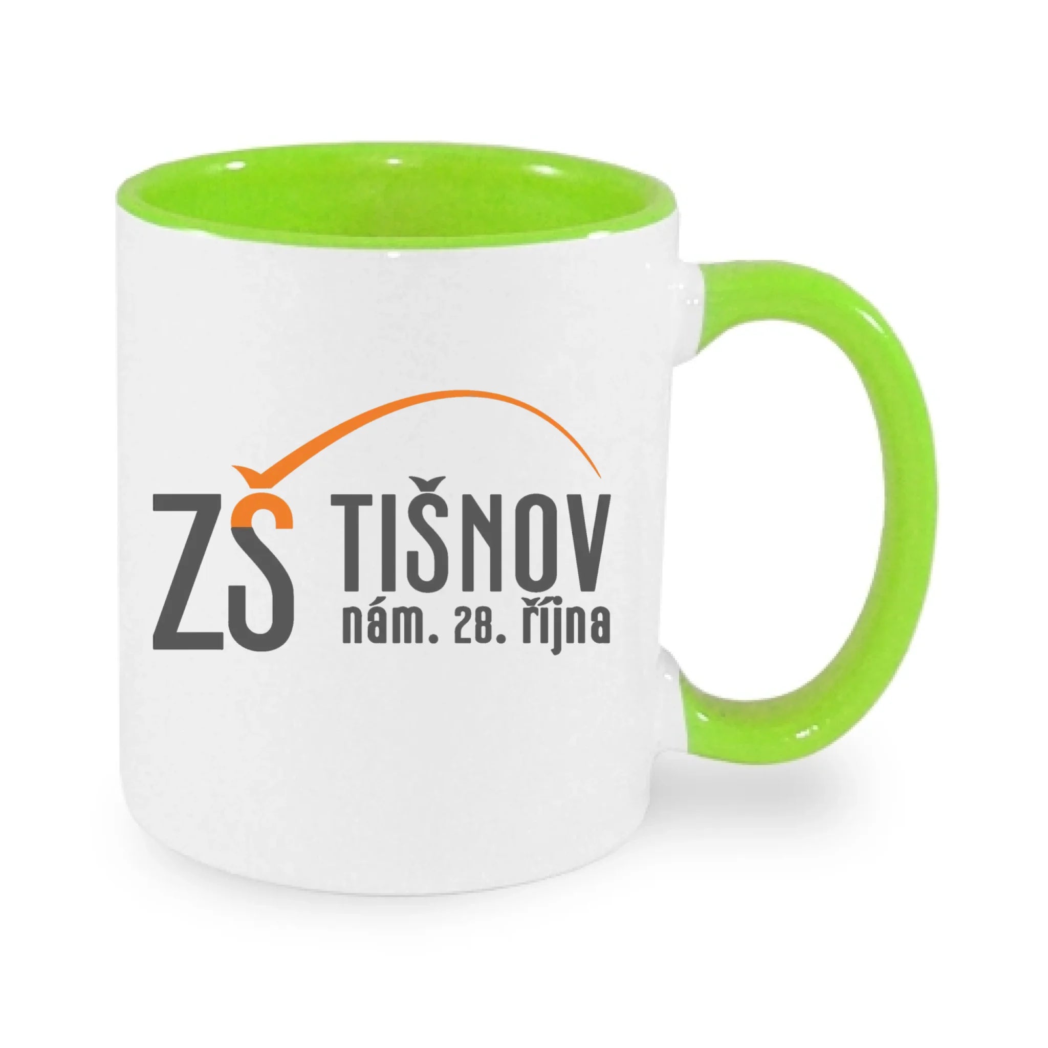 ZŠ TIŠNOV hrníček jen motiv dopředu Bílá zelená 330 ml