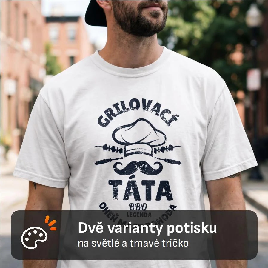 PÁNSKÉ TRIČKO GRILOVACÍ TÁTA s možností dotisku jména, čísla, obrázku