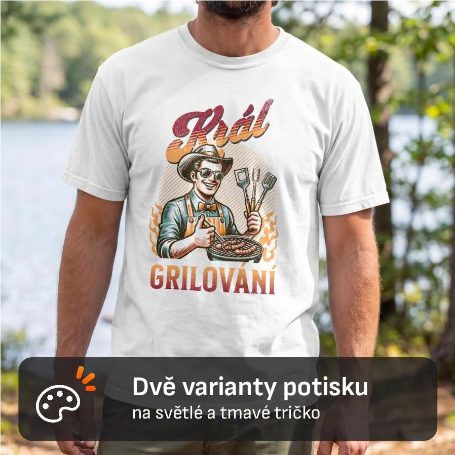 PÁNSKÉ TRIČKO KRÁL GRILOVÁNÍ s možností dotisku jména, čísla, obrázku