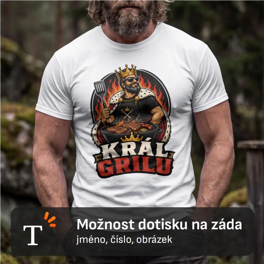 PÁNSKÉ TRIČKO KRÁL GRILU s možností dotisku jména, čísla, obrázku