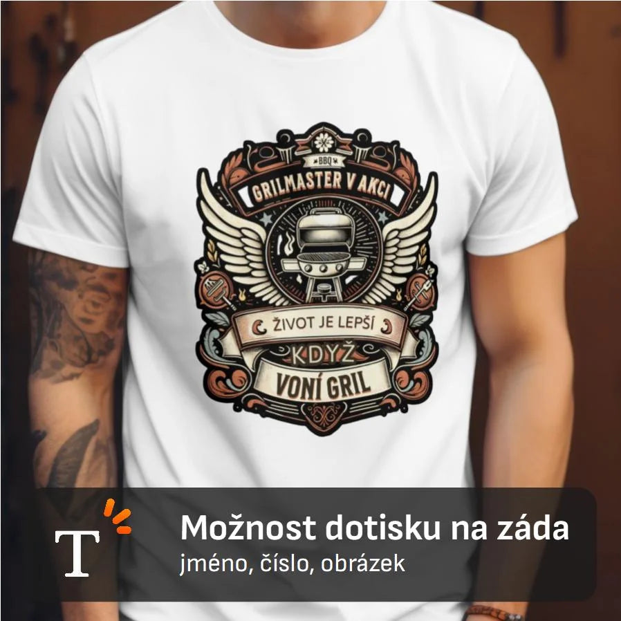 PÁNSKÉ TRIČKO ŽIVOT JE LEPŠÍ KDYŽ VONÍ GRIL s možností dotisku jména, čísla, obrázku
