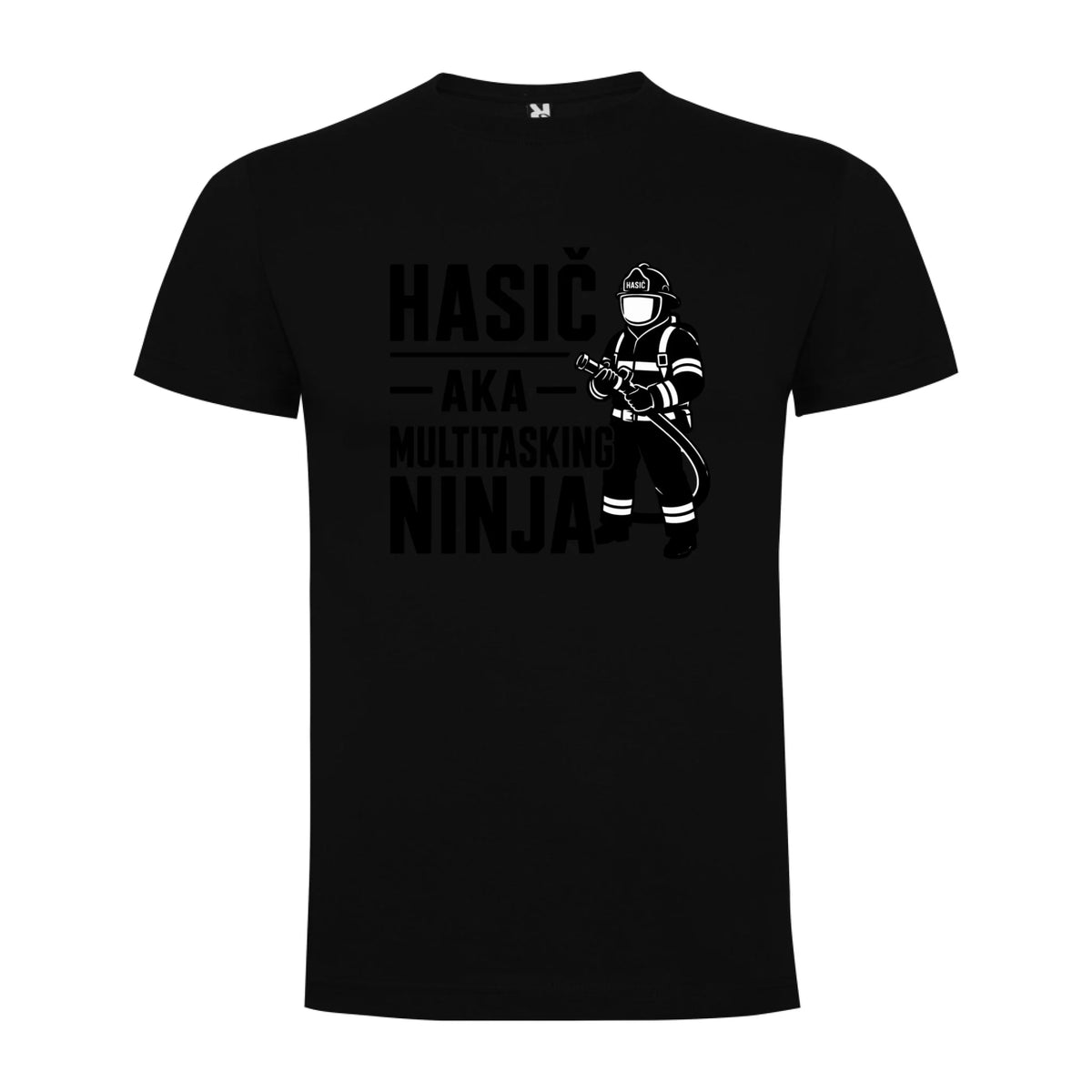 PÁNSKÉ TRIČKO HASIČ AKA NINJA s možností dotisku jména, čísla, obrázku jen motiv dopředu Černá