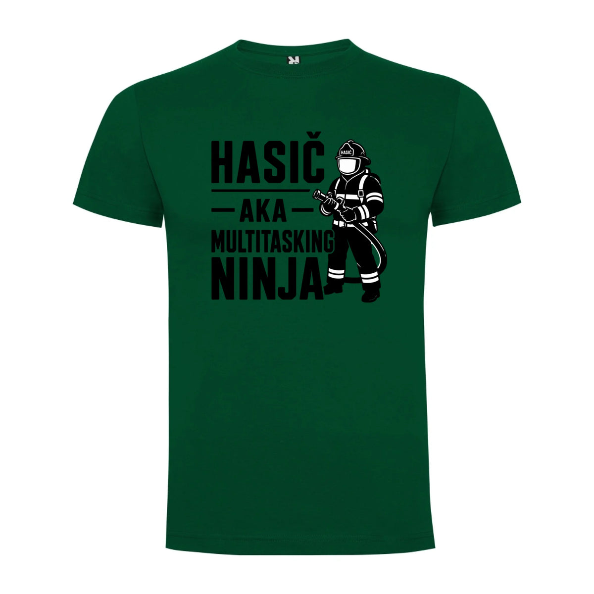 PÁNSKÉ TRIČKO HASIČ AKA NINJA s možností dotisku jména, čísla, obrázku jen motiv dopředu Tmavě zelená