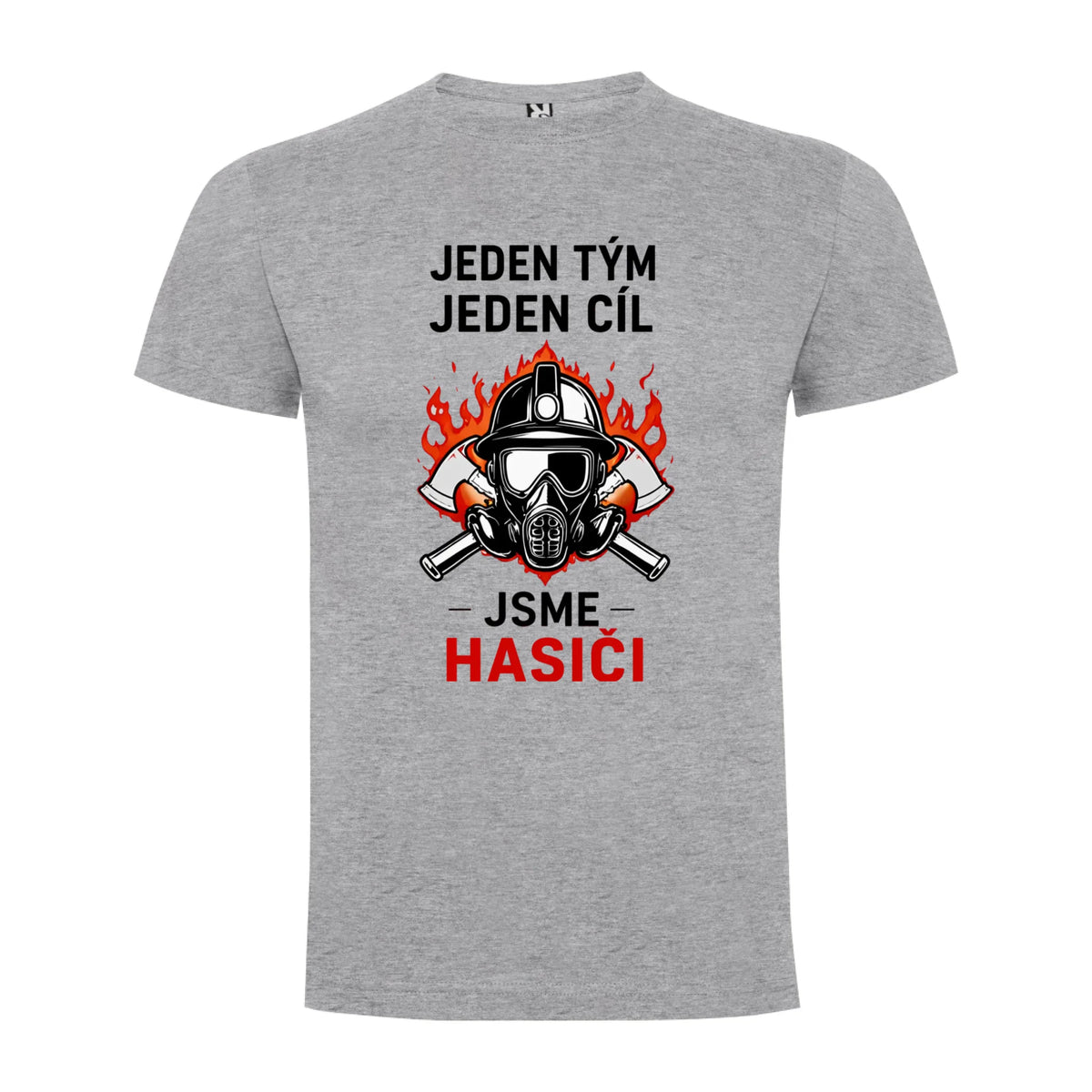 PÁNSKÉ TRIČKO S MOTIVEM HASIČI JEDEN TÝM možnost vlastního jména, čísla nebo obrázku jen motiv dopředu Melír