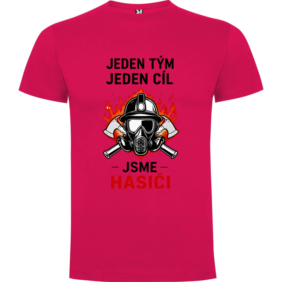 PÁNSKÉ TRIČKO S MOTIVEM HASIČI JEDEN TÝM možnost vlastního jména, čísla nebo obrázku jen motiv dopředu Růže