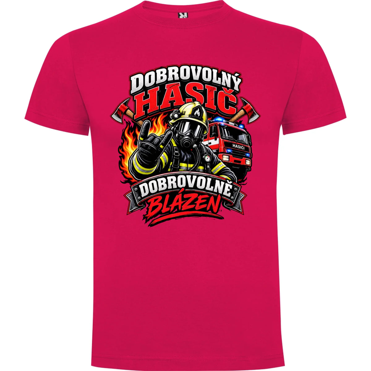 PÁNSKÉ TRIČKO DOBROVOLNÝ HASIČ s možností dotisku jména, čísla, obrázku jen motiv dopředu Růže