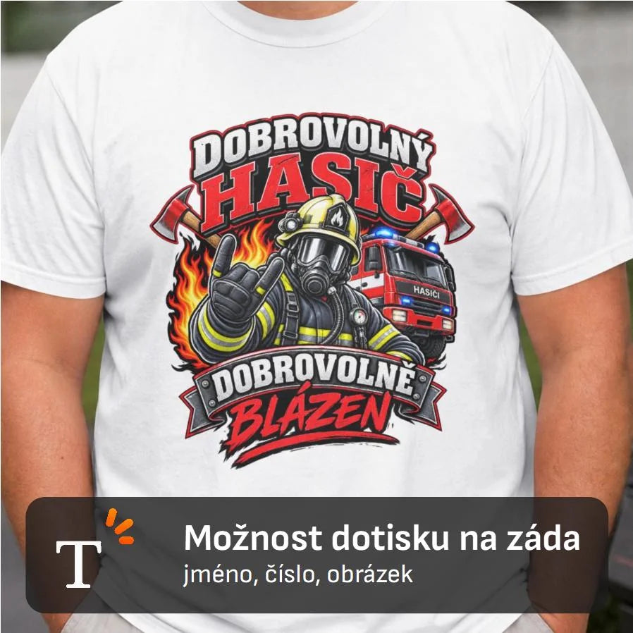 PÁNSKÉ TRIČKO DOBROVOLNÝ HASIČ s možností dotisku jména, čísla, obrázku