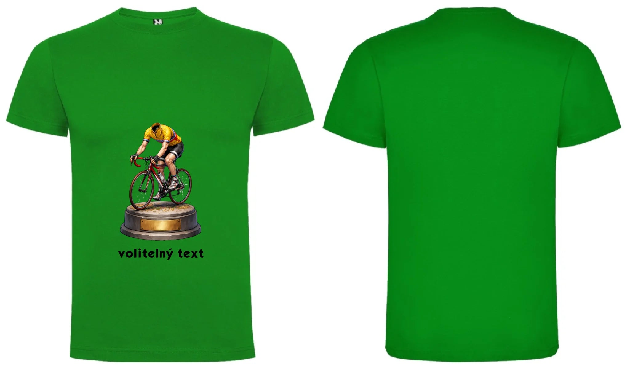 PÁNSKÉ TRIČKO CYKLISTA s vlastní fotkou s možností dotisku jména, čísla, obrázku motiv dopředu a na záda vlastní potisk Zelená