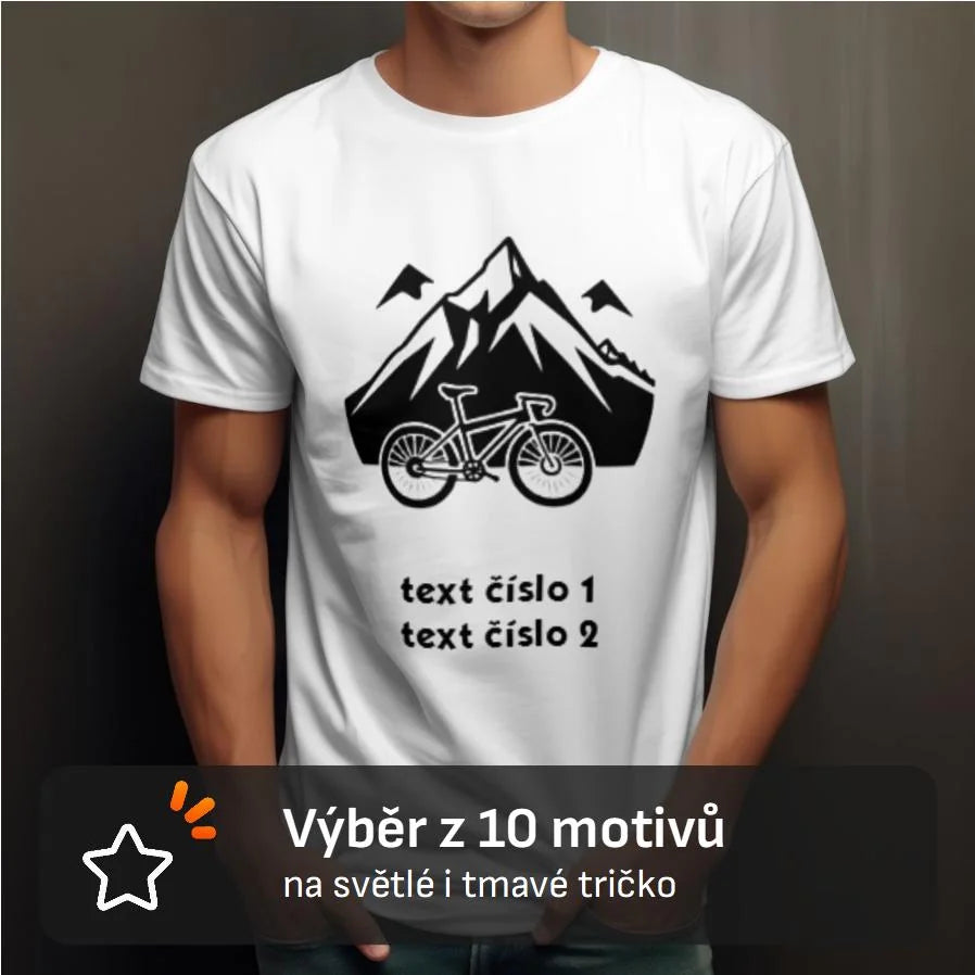 PÁNSKÉ TRIČKO CYKLISTIKA výběr z 10+ obrázků, možnost doplnit vlastní texty