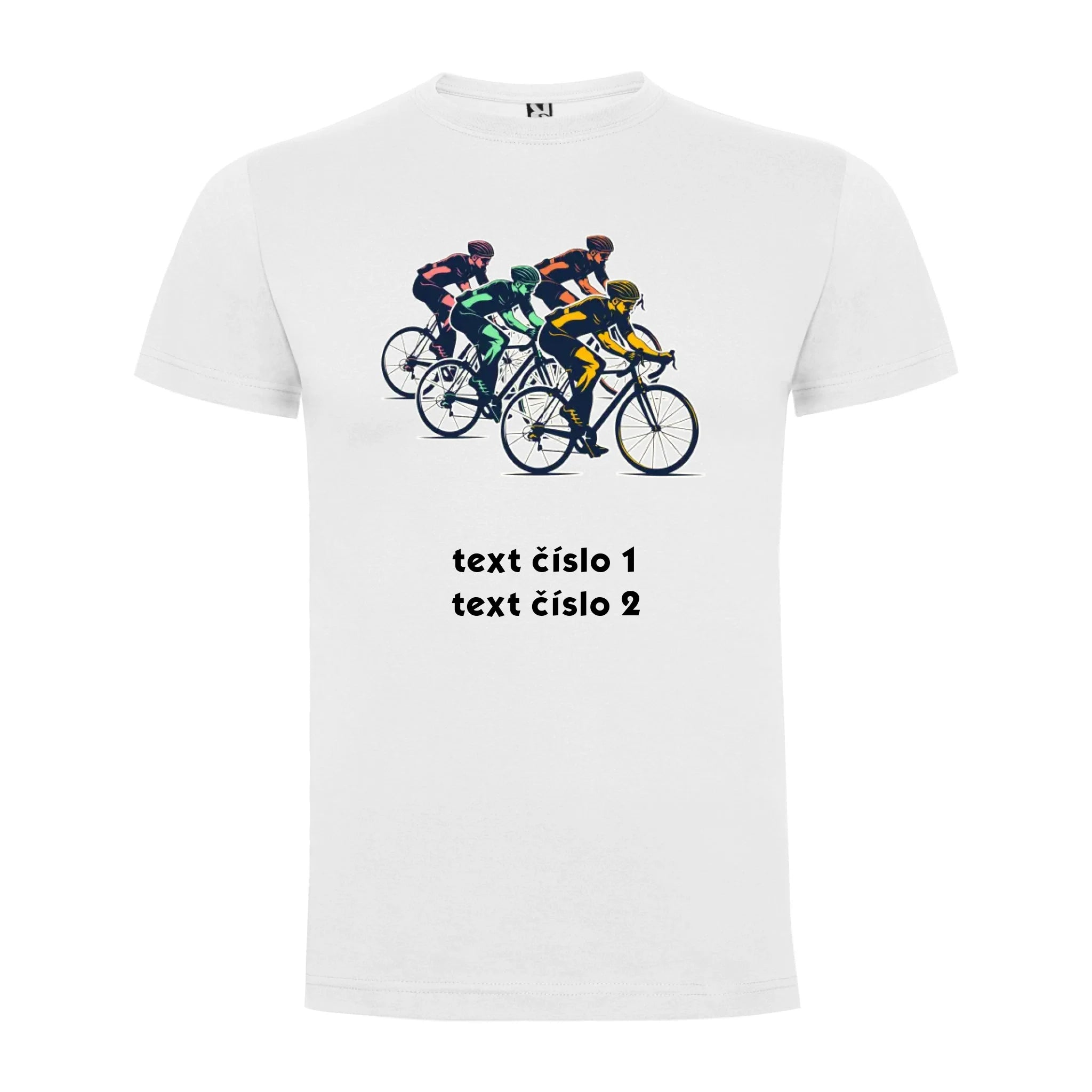 PÁNSKÉ TRIČKO CYKLISTIKA výběr z 10+ obrázků, možnost doplnit vlastní texty jen motiv dopředu Bílá