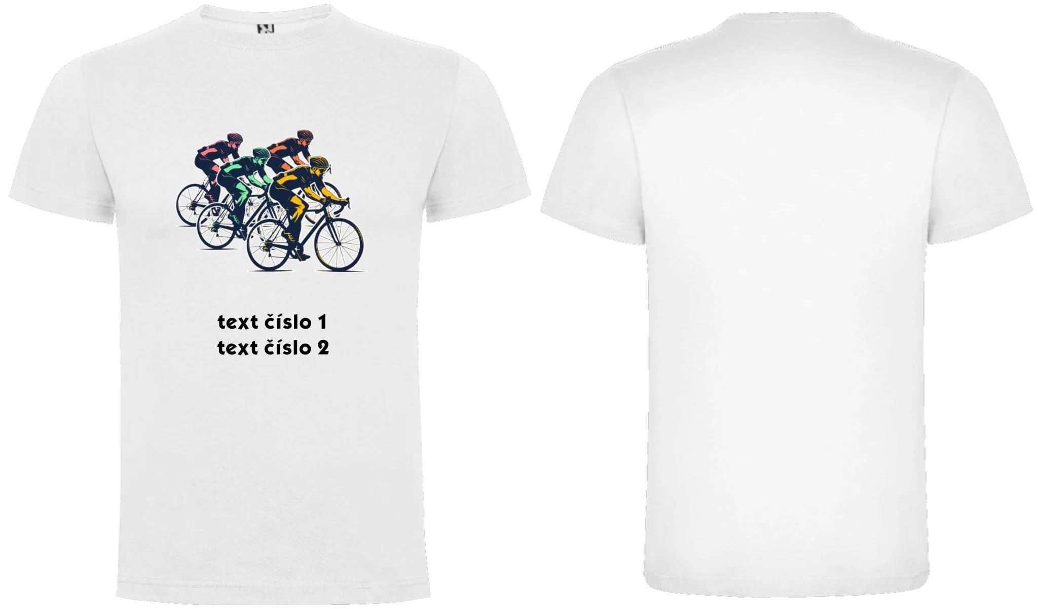 PÁNSKÉ TRIČKO CYKLISTIKA výběr z 10+ obrázků, možnost doplnit vlastní texty motiv dopředu a na záda vlastní potisk Bílá