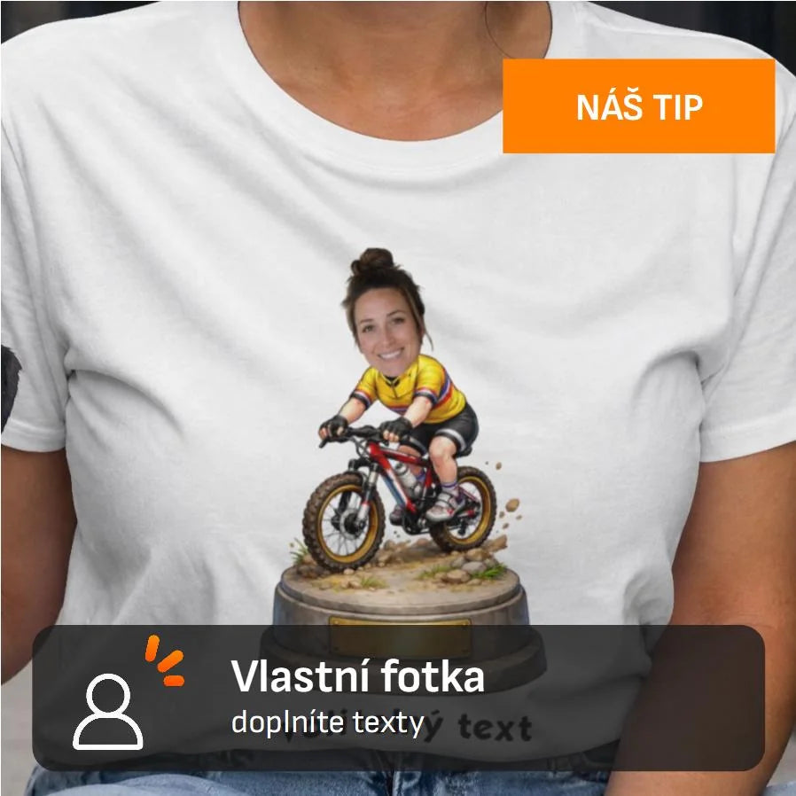 DÁMSKÉ TRIČKO CYKLISTKA s vlastní fotkou s možností dotisku jména, čísla, obrázku