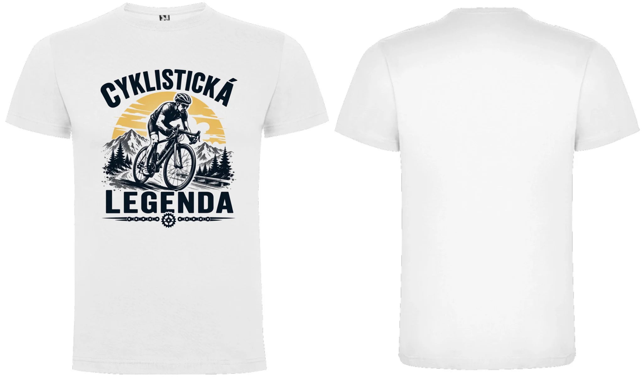 PÁNSKÉ TRIČKO CYKLISTICKÁ LEGENDA s možností dotisku jména, čísla, obrázku motiv dopředu a na záda vlastní potisk Bílá