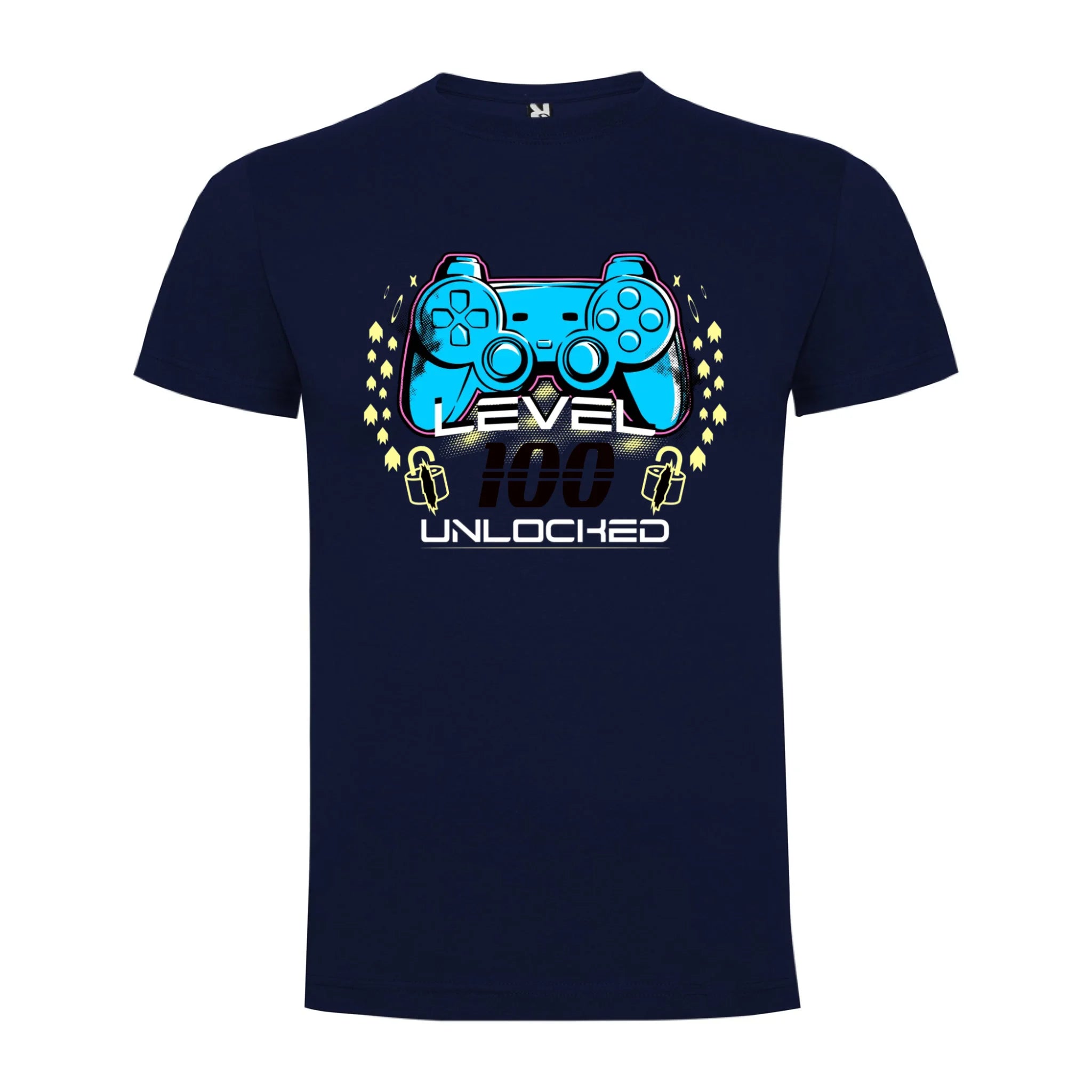 PÁNSKÉ TRIČKO s motivem NAROZENINY LEVEL UNLOCKED (vložíte věk) jen motiv dopředu Námořnická modrá