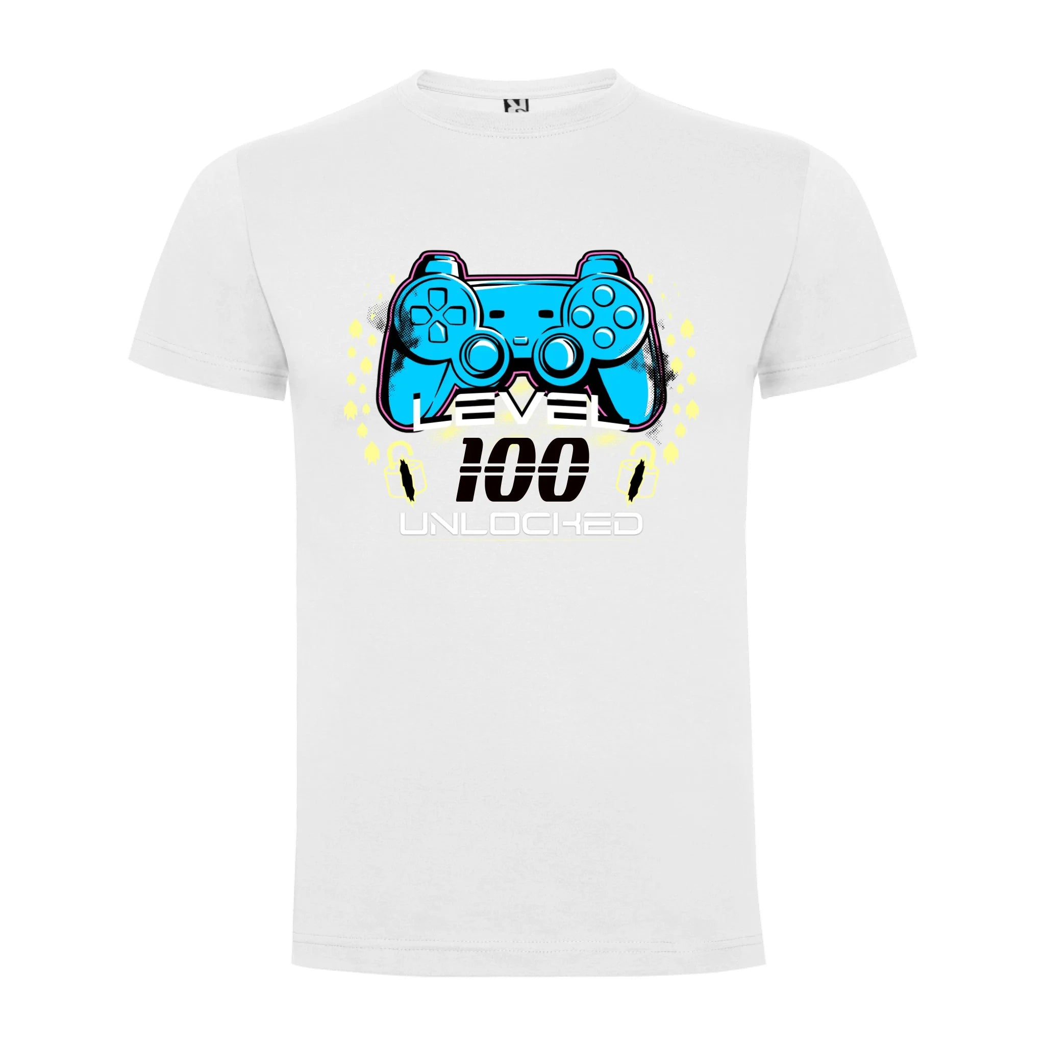 CHLAPECKÉ TRIČKO s motivem NAROZENINY LEVEL UNLOCKED (vložíte věk) jen motiv dopředu Bílá