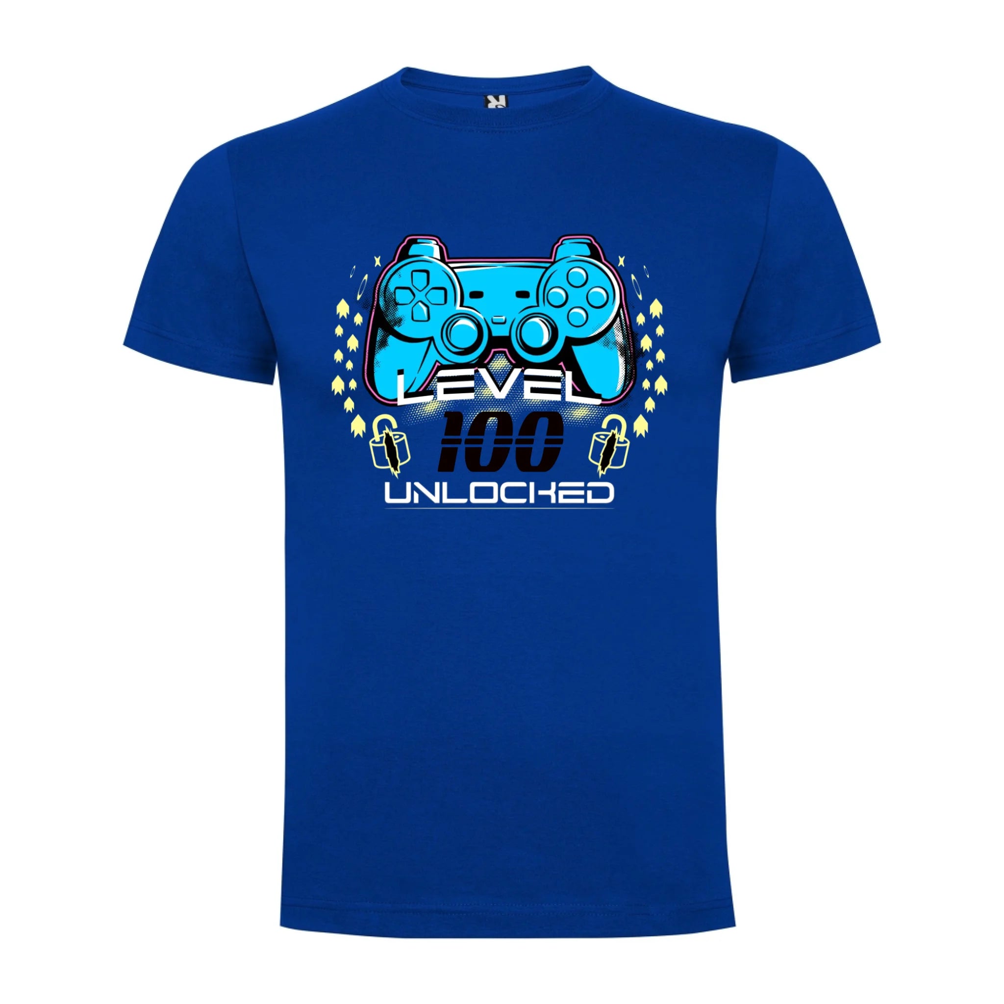 CHLAPECKÉ TRIČKO s motivem NAROZENINY LEVEL UNLOCKED (vložíte věk) jen motiv dopředu Modrá