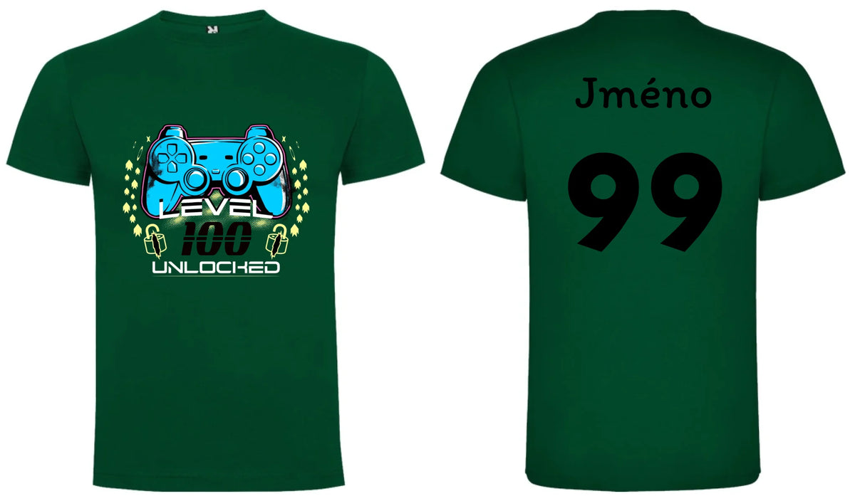 CHLAPECKÉ TRIČKO s motivem NAROZENINY LEVEL UNLOCKED (vložíte věk)