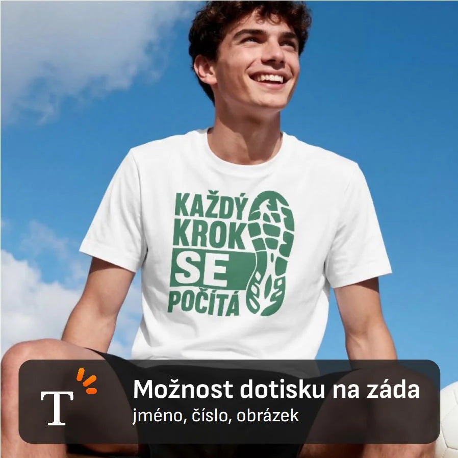 PÁNSKÉ TRIČKO KAŽDÝ KROK SE POČÍTÁ s možností dotisku jména, čísla, obrázku